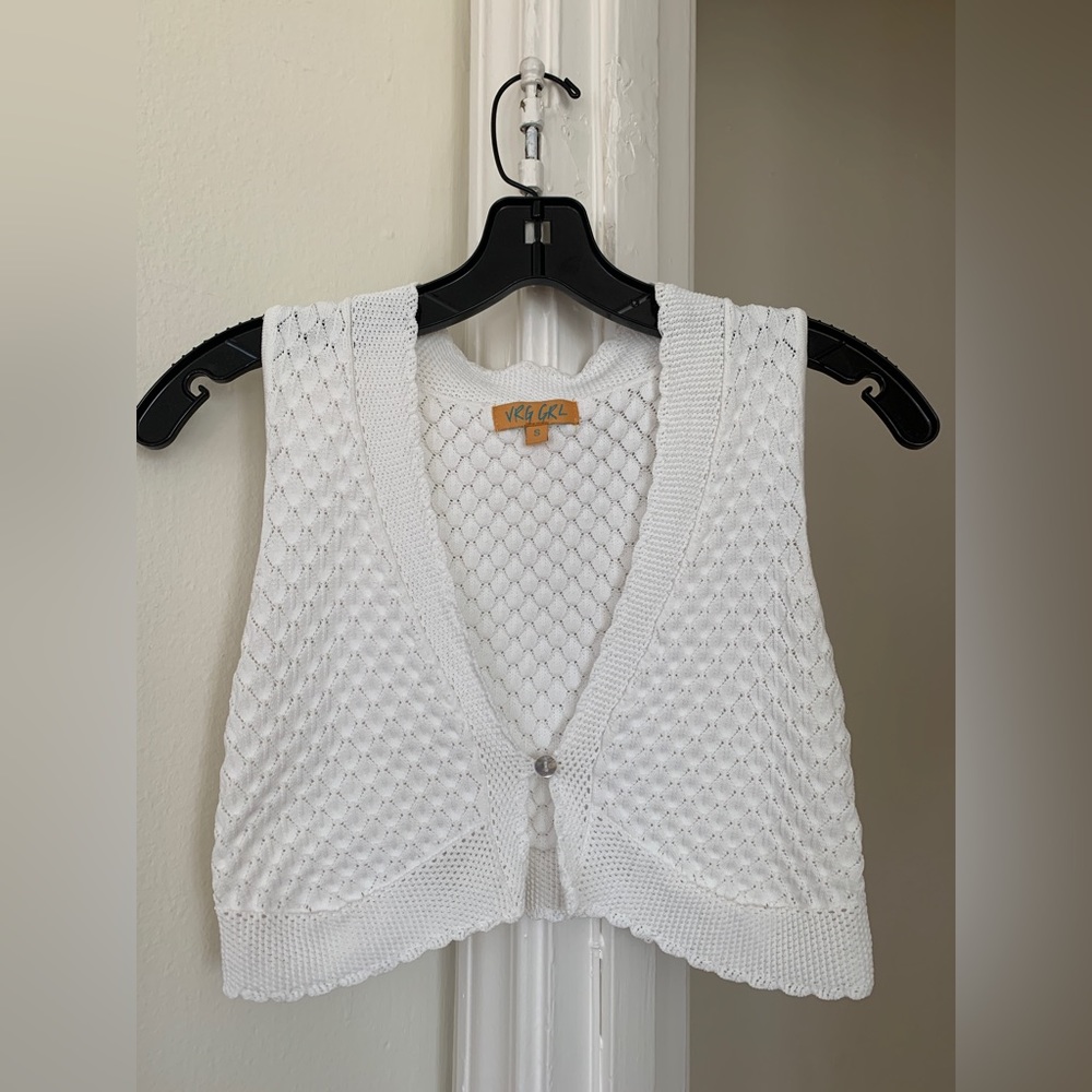 VRG GRL Highway Dream White Knit Crop Top Small